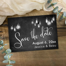 Chalkboard Edison Ljus, Save Date Script