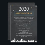 Chalkboard Elegant Nyårsafton Party Inbjudningar<br><div class="desc">Vackra Black Chalkboard-Nyårsaftonen för bakgrunden,  med en Grönt Gräns med Gott nytt år överst och vinterskog. Anpassa med din personliga hälsning,  din familj namn och din namn.</div>