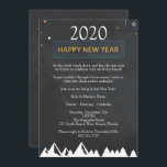 Chalkboard Elegant Nyårsafton Party Inbjudningar<br><div class="desc">Vackra Black Chalkboard-Nyårsaftonen för bakgrunden,  med en Grönt Gräns med Gott nytt år överst och vinterskog. Anpassa med din personliga hälsning,  din familj namn och din namn.</div>