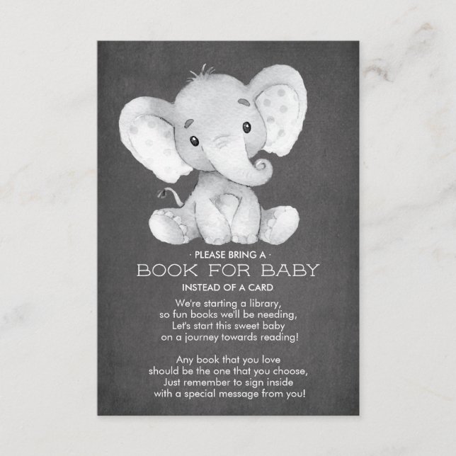 Chalkboard Elephant Baby Shower Bok för Baby Card Tilläggskort (Framsida)