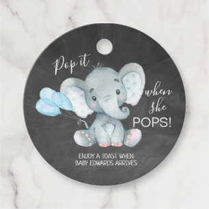 Chalkboard Elephant Baby Shower Pop. Gåvor Etiketter