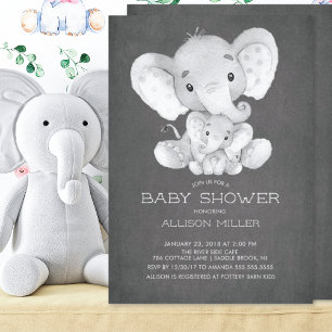 Chalkboard Elephant Neutralt Baby Shower-inbjudan Inbjudningar