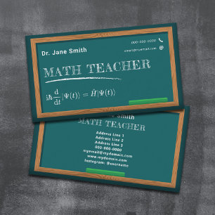Chalkboard & Equation Math Teacher Visitkort