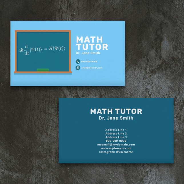 Chalkboard & Equation Math Tutor Visitkort (Chalkboard & Equation Math Tutor Business Card)