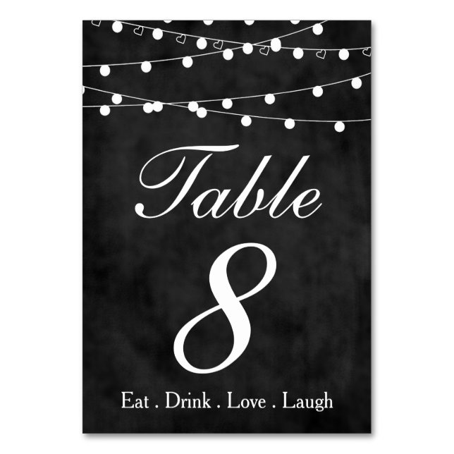Chalkboard Fairy Ljus & Hearts Party Bord 8 Bordsnummer (Framsidan)