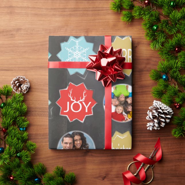 Chalkboard Family Photo jul Reindeer Presentpapper (Julgåva)