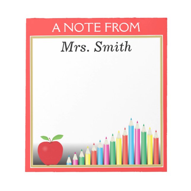 Chalkboard & Färgpennas A Note from Teacher Anteckningsblock (Framsida)