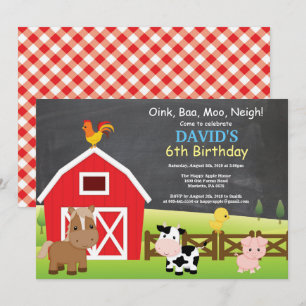 Chalkboard Farm Birthday bjudande Barnyard Party Inbjudningar