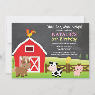 Chalkboard Farm Birthday bjudande Barnyard Party Inbjudningar