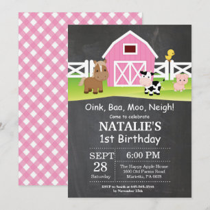Chalkboard Farm Birthday Inbjudan Barnyard Party