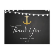 Chalkboard Faux Gold Foil Anchor Bröllop Tack