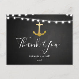 Chalkboard Faux Gold Foil Anchor Bröllop Tack Vykort