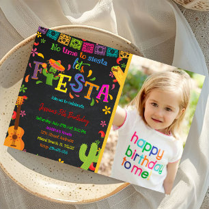 Chalkboard Fiesta Birthday-inbjudan med foto Inbjudningar
