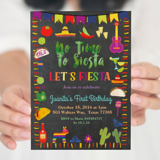 Chalkboard Fiesta Birthday-inbjudan mexikansk Inbjudningar (Skapare uppladdad)