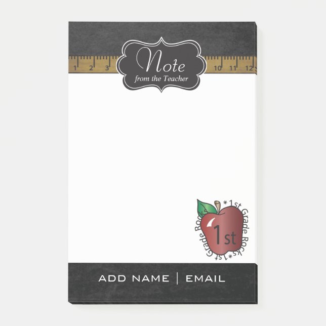 Chalkboard First Klass Teacher | DIY Text Post-it Block (Framsida)