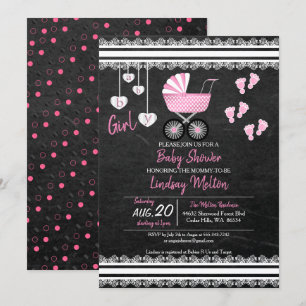 Chalkboard Flicka Shower Design Inbjudningar
