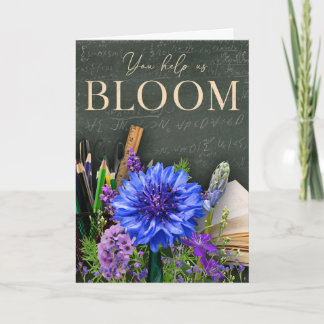 Chalkboard Floral Teacher Card Kort