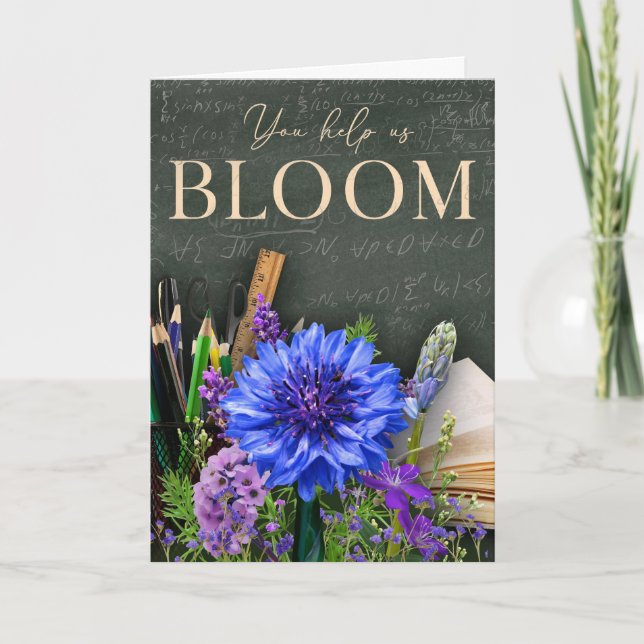 Chalkboard Floral Teacher Card Kort (Framsida)