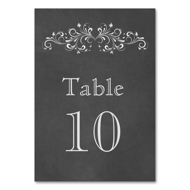 Chalkboard Flourish and Swirl | Weddi Bordsnummer (Framsidan)
