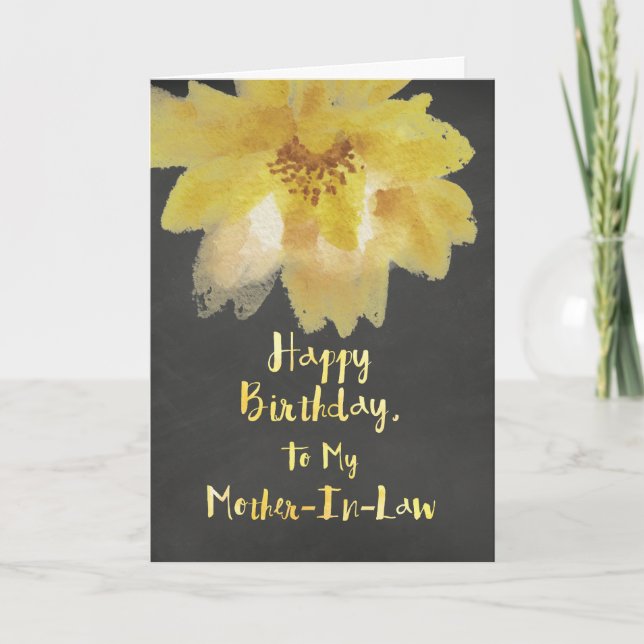 Chalkboard Flower Mor-in-Law Birthday Card Kort (Framsida)
