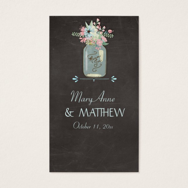 Chalkboard Flowers Rustic Mason Burk Modern Blommi Visitkort (Framsidan)