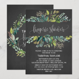 Chalkboard Foliage Lingerie Shower Inbjudningar