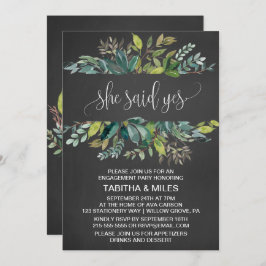 Chalkboard Foliage sa ja Förlovningsfest Inbjudningar