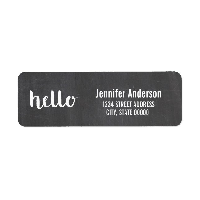 Chalkboard för hej Script | Etiketter Returadress Etikett (Framsidan)