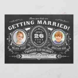 Chalkboard för inbjudningar till fotobröllop för v