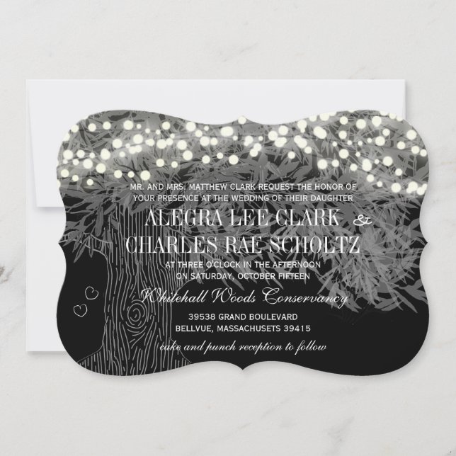 Chalkboard Forest Romantic Träd bröllopsinbjudan Inbjudningar (Framsida)