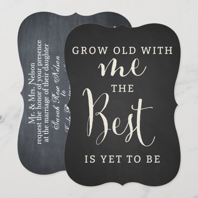 Chalkboard Forever & Always Wedding-inbjudan Inbjudningar (Fram/baksida)