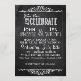 Chalkboard Framed Flourish Wedding bjudande Inbjudningar
