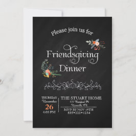 Chalkboard Friendsgiving Middag Land Chic Inbjudningar