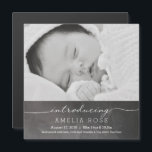 Chalkboard Fullt Photo Baby-meddelande Magnetisk Inbjudningskort<br><div class="desc">Fullt Photo baby nyborn-meddelande med skriptet "Introducing" typography design på Chalkboard-bakgrund. Anpassa med din egen formulering. Den här designen är endast avsedd för stil på fyrkanten, så e-post om du vill ha en annan storlek ELLER om du behöver en ändring av färg eller designlayouten, skicka e-post till paula@labellarue.com INNAN du...</div>