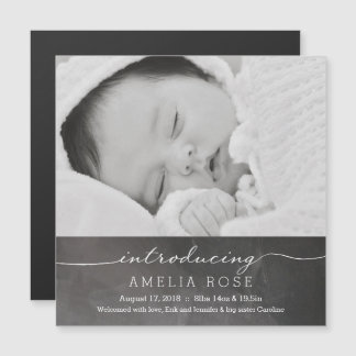 Chalkboard Fullt Photo Baby-meddelande Magnetisk Inbjudningskort