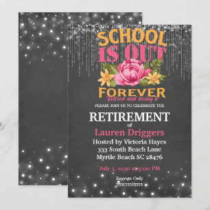 Chalkboard Funny Teacher Blommigt Pension Inbjudningar