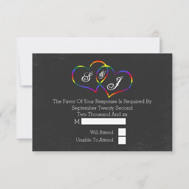 Chalkboard Gay pride Rainbow Hearts Bröllop OSA Kort (Framsida)