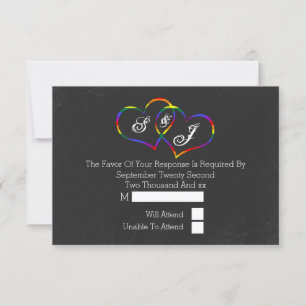 Chalkboard Gay pride Rainbow Hearts Bröllop OSA Kort