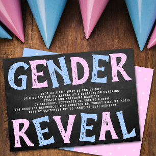 Chalkboard Gender Reveal Party! Baby Shower Inbjudningar