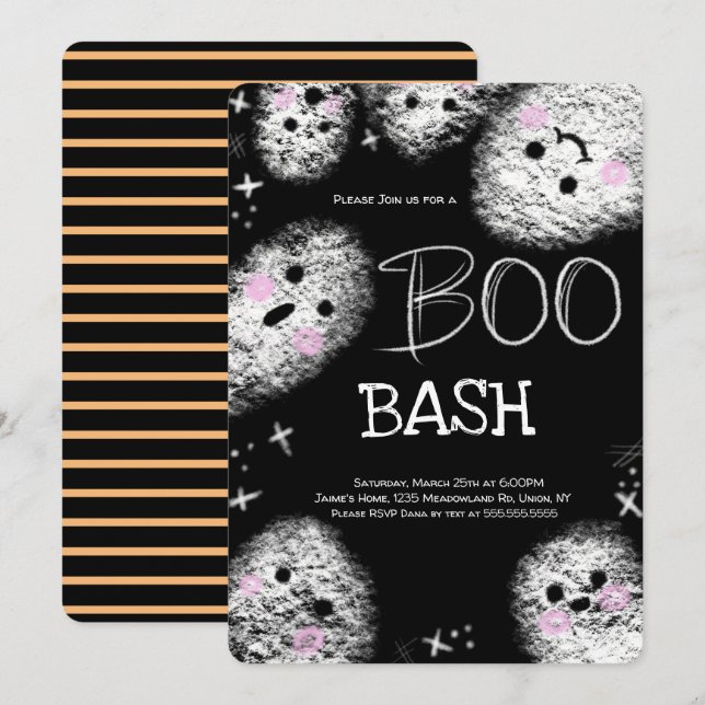 Chalkboard Ghost Boo Costume Halloween Birthday Inbjudningar (Fram/baksida)