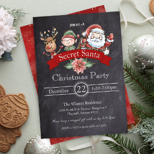 Chalkboard Gift Exchange Secret Santa jul Inbjudningar