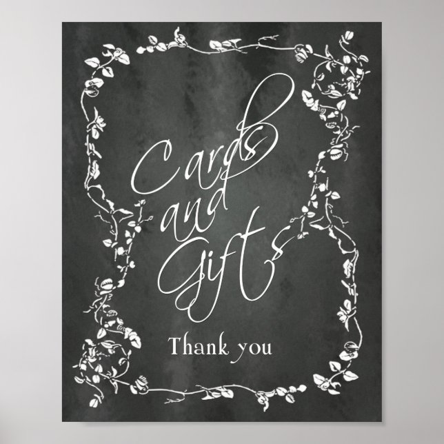 Chalkboard Gifts and Cards Tack Bröllop Sign Poster (Framsidan)