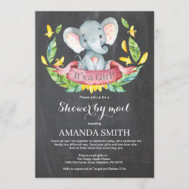 Chalkboard Girl Elephant Baby Shower by Mail Inbjudningar