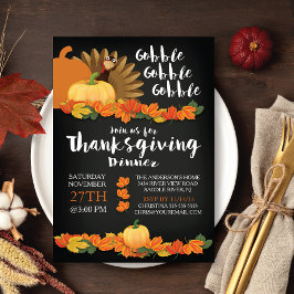 Chalkboard Gobble Turkey Thanksgiving Call Inbjudningar