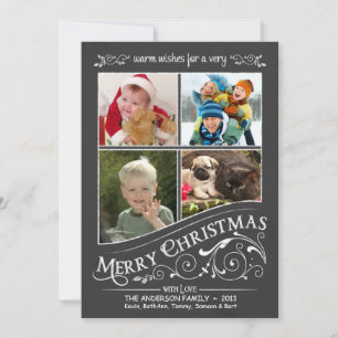 Chalkboard God jul 4-Photo Flat Card Julkort