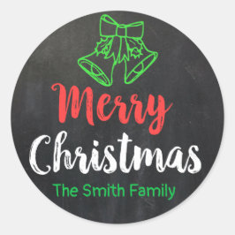 Chalkboard God jul Klockor Helgdag Personal Runt Klistermärke