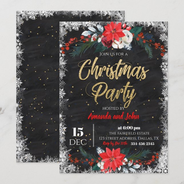 Chalkboard God jul Party-inbjudan Inbjudningar (Fram/baksida)