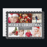 Chalkboard God jul Photo Collage Julkort<br><div class="desc">Utrymme för sju underbara foton av din vackra familj! Med en proaktiv hälsning av "God jul" med en kritskriven effekt som ställs mot en bakgrund med en ritad rityta, har detta 5x7-kort modern typografi, skalopad kant och enkel formatering för att belysa dina familjefotografier. Rum på baksidan för ditt eget personliga...</div>