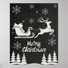 Chalkboard God jul Poster med Reindeer