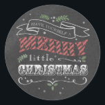 Chalkboard God jul Round Sticker Runt Klistermärke<br><div class="desc">Den runda klistermärket på God jul. Anpassade. En del av en julsamling.</div>